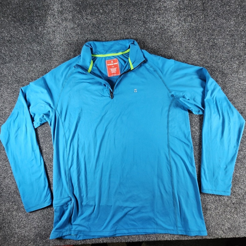 Tommy John Mens Blue Quarter Zip Pullover Performance‎ Shirt Large Golf Preppy